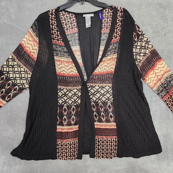 Catherines Mesh Cardigan Petite 1XWP 18/20WP Black Red Artsy Boho Coastal - Picture 3 of 10